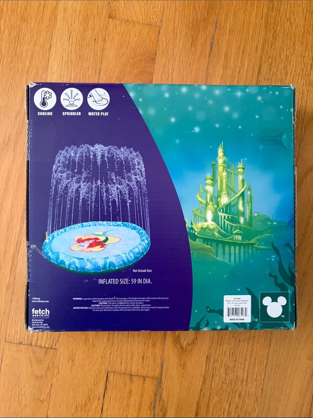 New in Box Disney Princess Ariel Pet Splash Pad - Blue & Pink